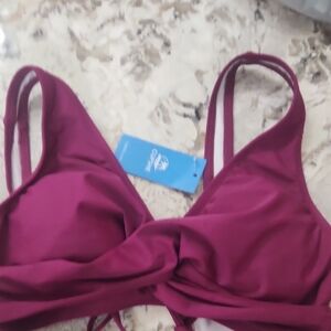 Cupshe Front Crossover Purple Bikini Top